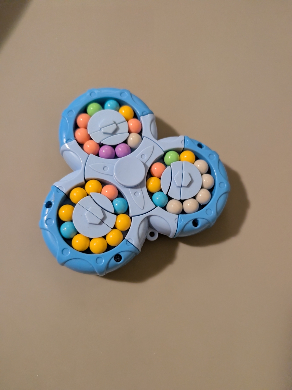 Blue Sensory Spinner Toy with Colorful Beads - Kids Fidget Toy